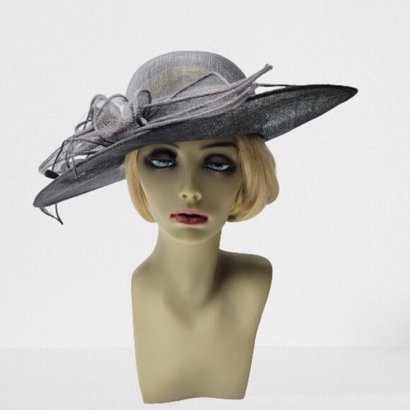 Large Wide Brim Black Sinamay Kentucky Derby Church Wedding Adjustable Hat- NEW - Picture 2 of 16